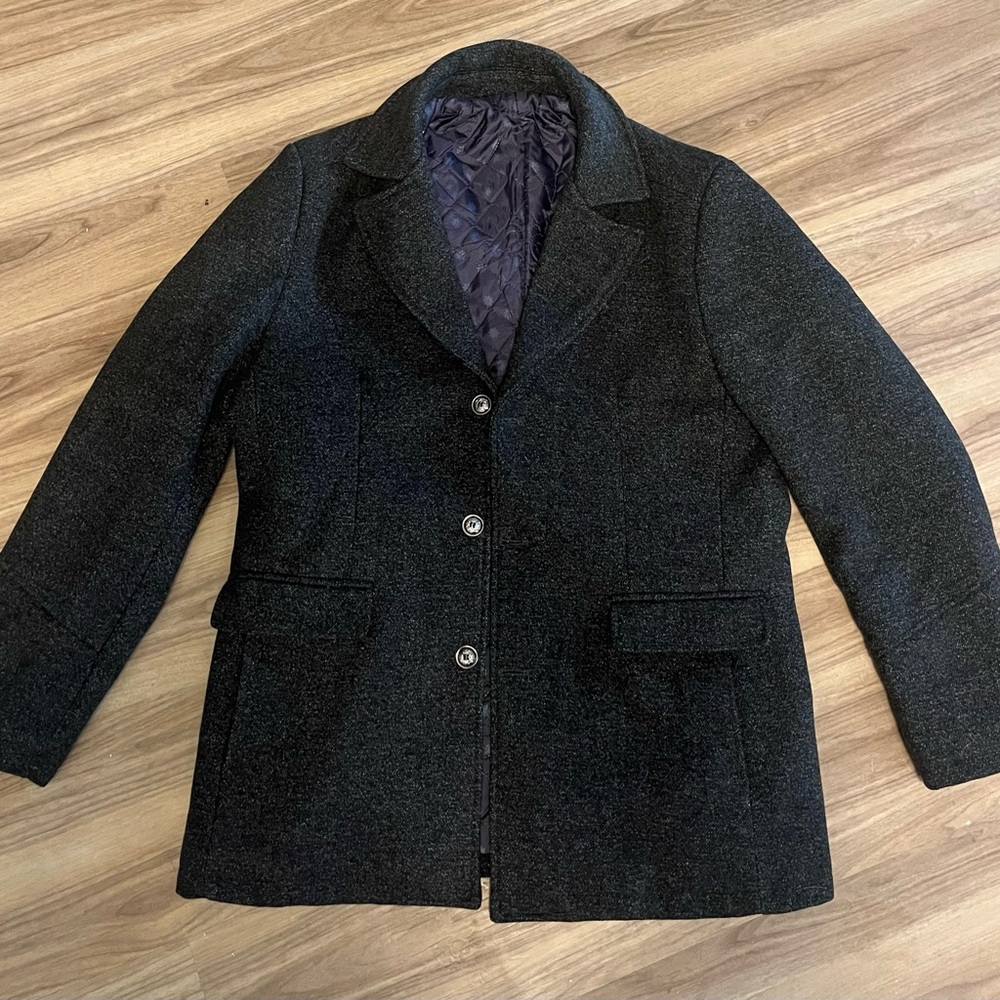 Men’s Medium Gray Wool Blend Coat - Picture 2 of 4